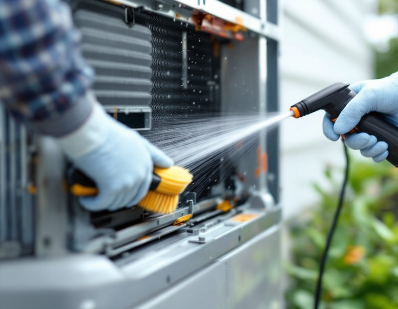 Nettoyage de l'échangeur d'un groupe extérieur de climatisation